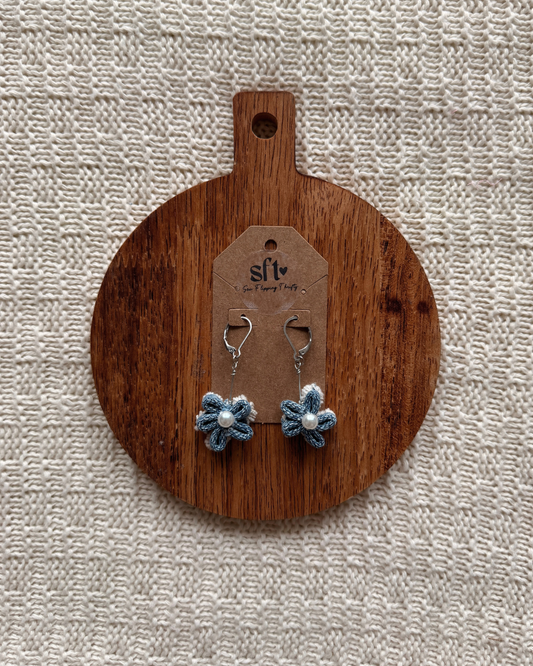 Daisy Earrings — Light Denim