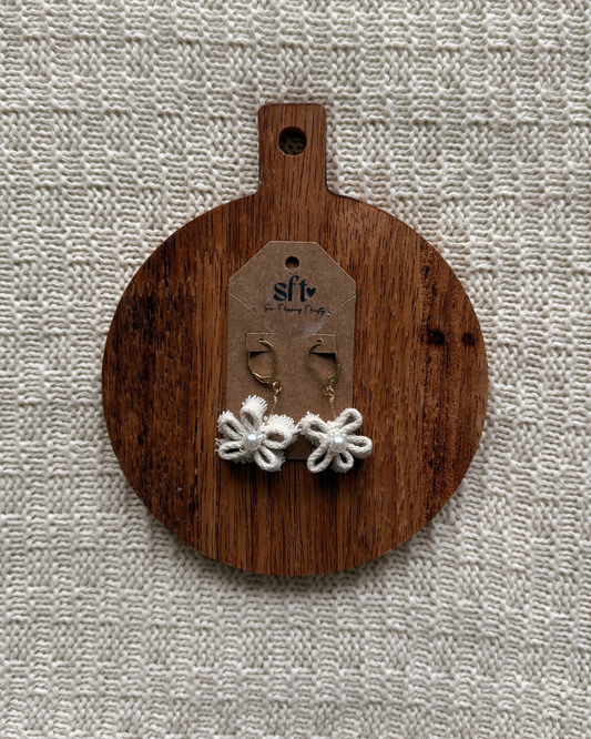 Daisy Earrings — White Denim