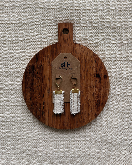 Rectangle Earrings — White Denim