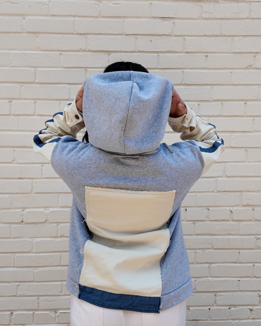 Checker Patchwork Hoodie - Handmade from upcycled fabrics with checker design