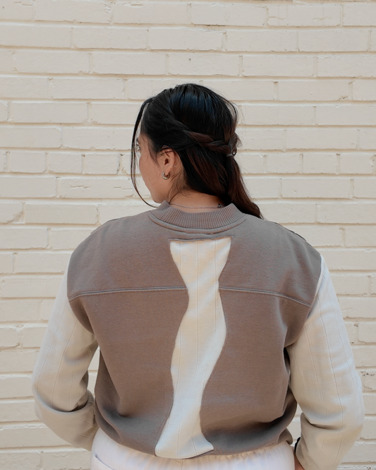 Neutral Wave Crewneck - Upcycled sweatshirt with neutral wave pattern