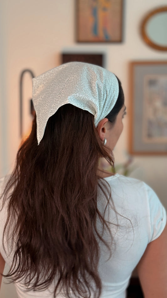 Headscarves — White & Grey Floral