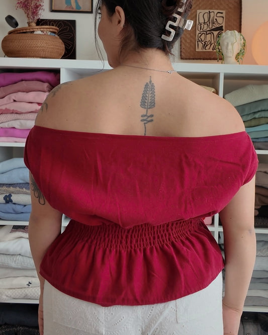 Red Off-Shoulder Blouse