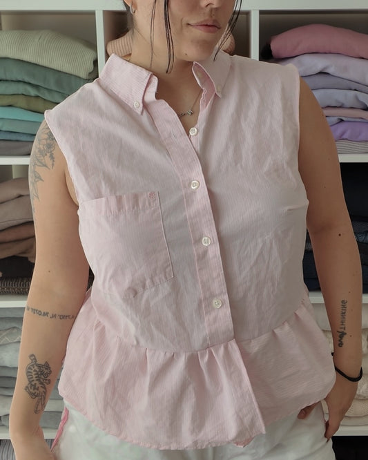 Pink Ruffle Button Down
