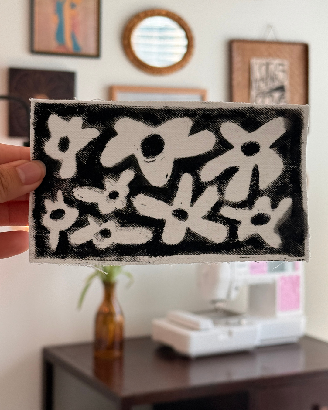 Floral Patch — White Denim