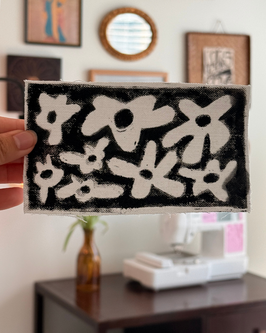 Floral Patch — White Denim