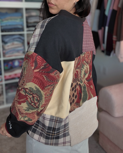 'Be Nice to Hikers' Skelly Patchwork Crewneck (S-2XL)