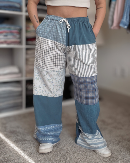 Blue Patchwork Pants (S-XL)