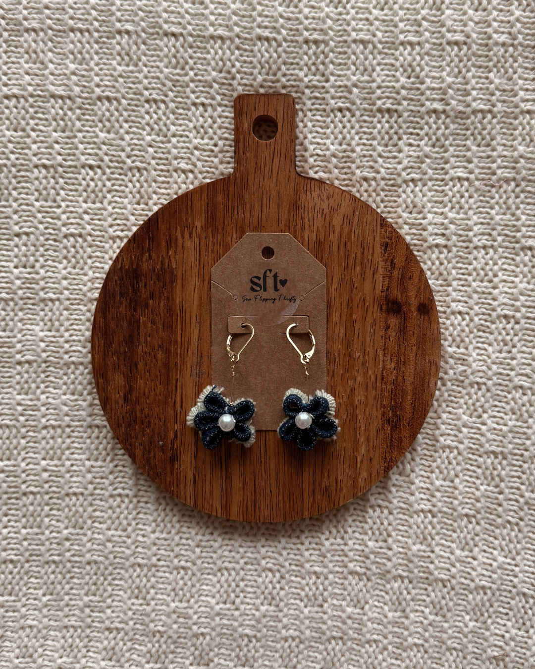 Daisy Earrings — Dark Denim