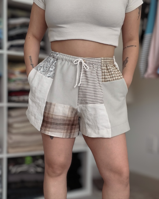 Neutral Patchwork Shorts (S-XL)