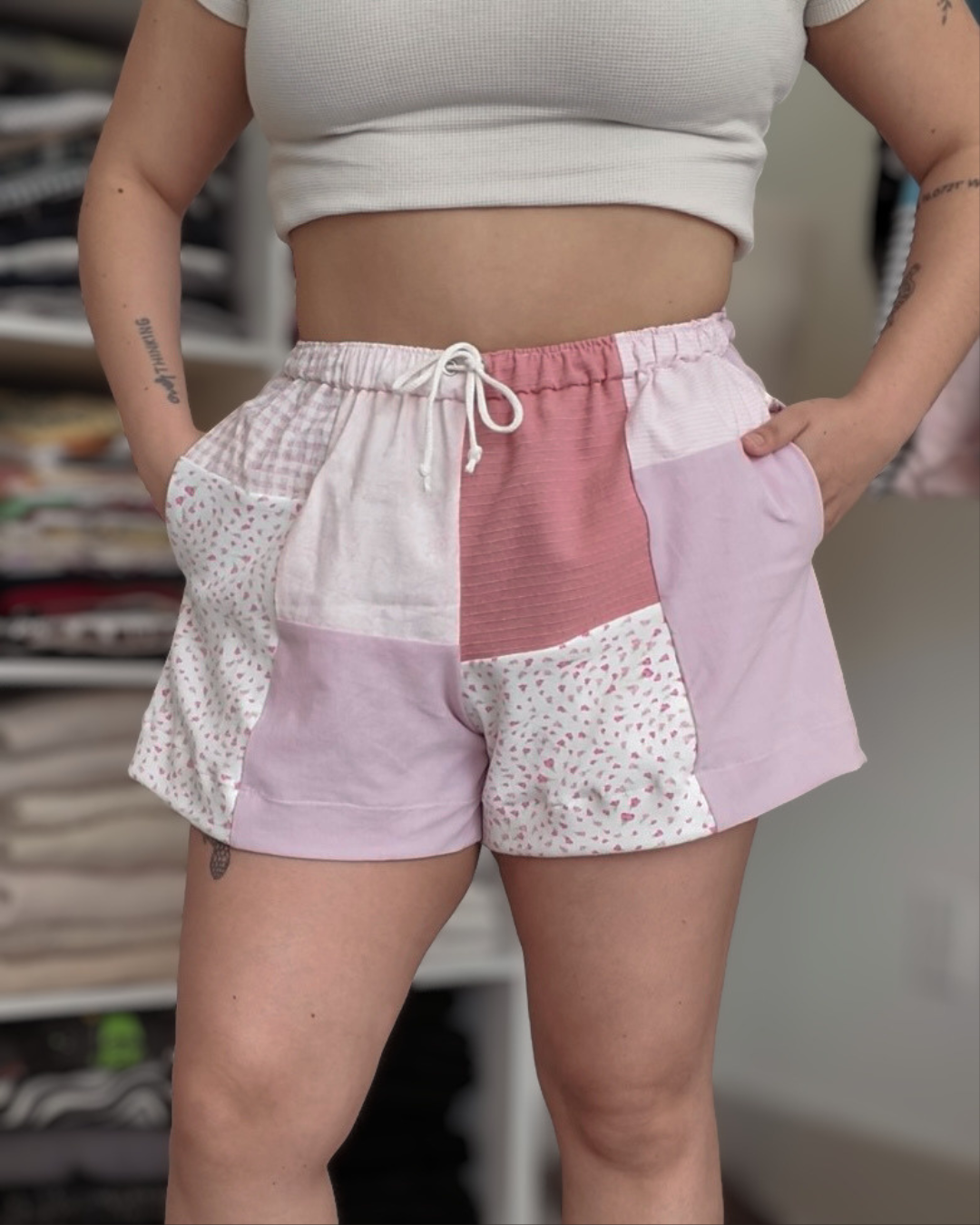 Pink Patchwork Shorts (S-XL)