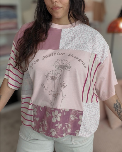 Pink Floral Patchwork Tee (S-2XL)