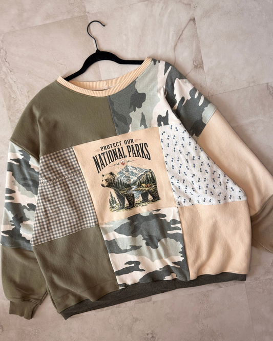 'Protect Our National Parks' Patchwork Crewneck (S-2XL)