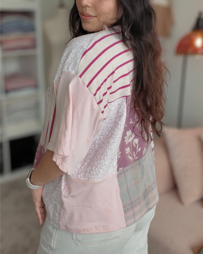 Pink Floral Patchwork Tee (S-2XL)