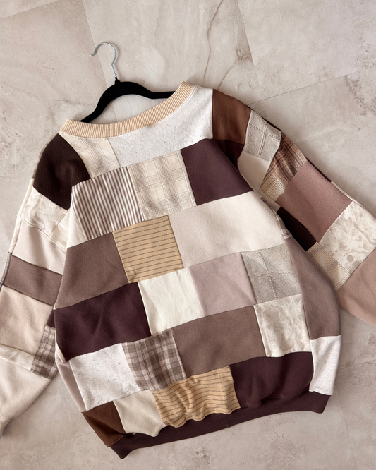 'Staying Alive' Skelly Scrap Patchwork Crewneck (S-2XL)