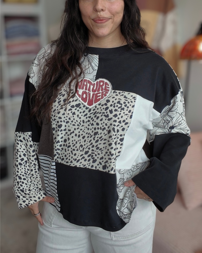Nature Lover Patchwork Longsleeve Tee (S-2XL)