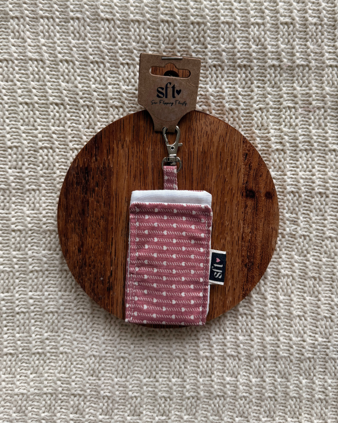 Pink hearts — Chapstick Keychain