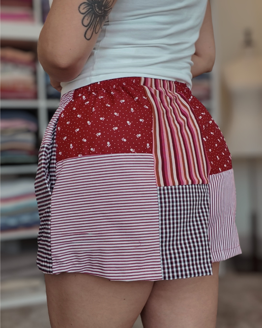 Red Patchwork Boxer Shorts (M-XL)