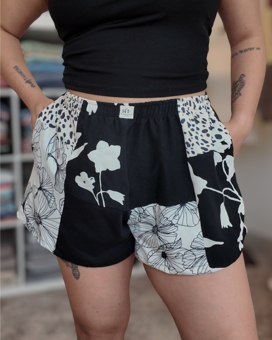 Black Patchwork Boxer Shorts (M-XL)