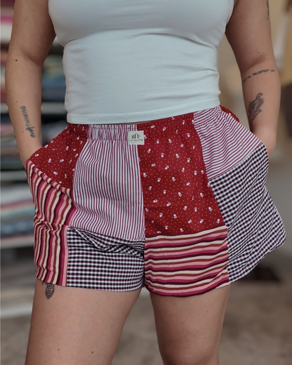 Red Patchwork Boxer Shorts (M-XL)