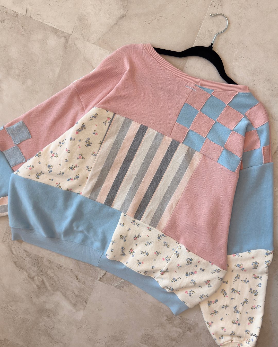 'Less Scrolling More Strolling' Patchwork Crewneck (S-2XL)