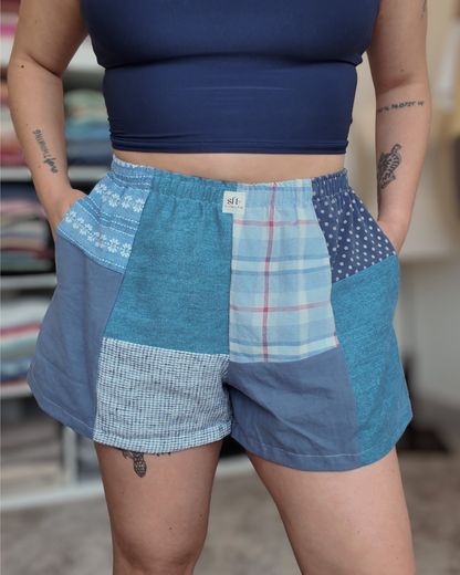 Blue Patchwork Boxer Shorts (M-XL)