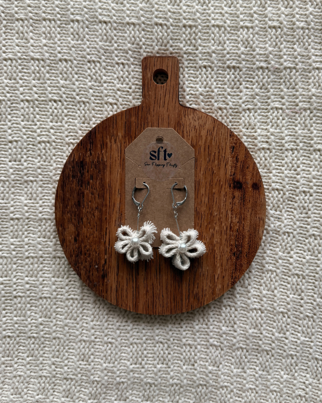 Daisy Earrings — White Denim