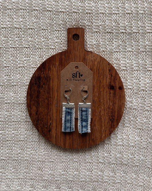 Rectangle Earrings — Light Denim