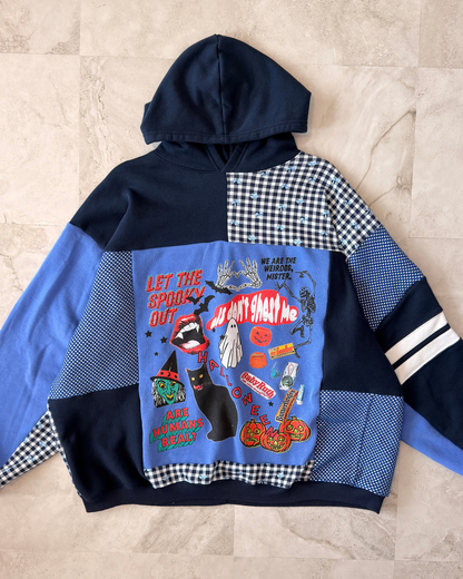 'Let The Spooky Out' Patchwork Hoodie (S-2XL)