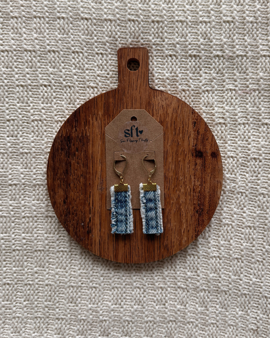 Rectangle Earrings — Light Denim