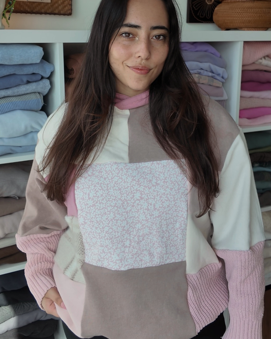 Pink Patchwork Hoodie