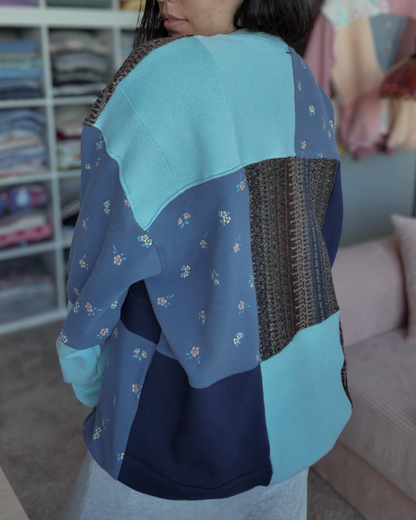 Hiking Skelly Patchwork Crewneck (S-2XL)