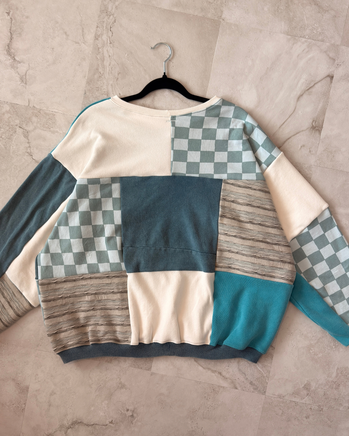 'Hiking Is Just Walking' Patchwork Crewneck (S-2XL)