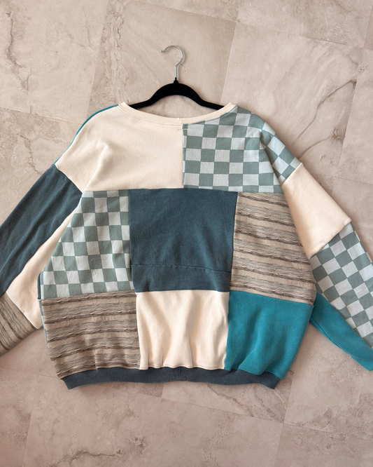 'Hiking Is Just Walking' Patchwork Crewneck (S-2XL)