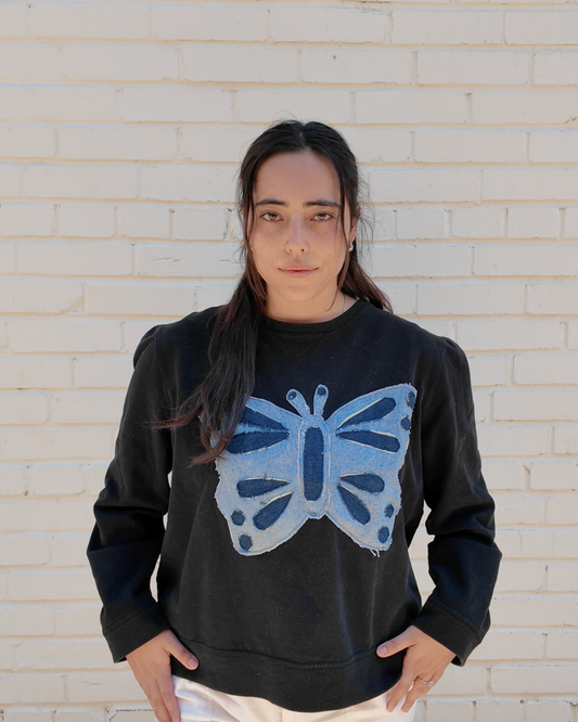 Born to Fly Crewneck - Handmade from upcycled fabrics with flight-inspired design