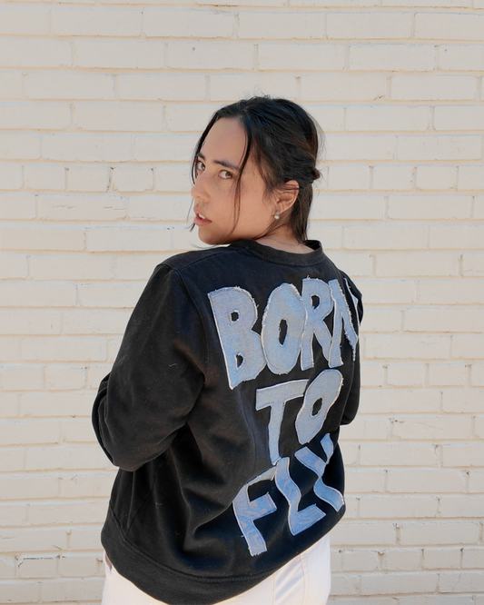 Born to Fly Crewneck - Handmade from upcycled fabrics with flight-inspired design
