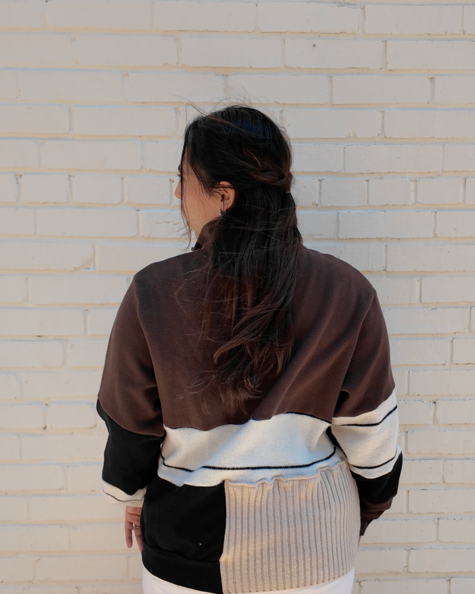 Dark & Moody 3/4 Zip - Handmade from upcycled fabrics with dark tones