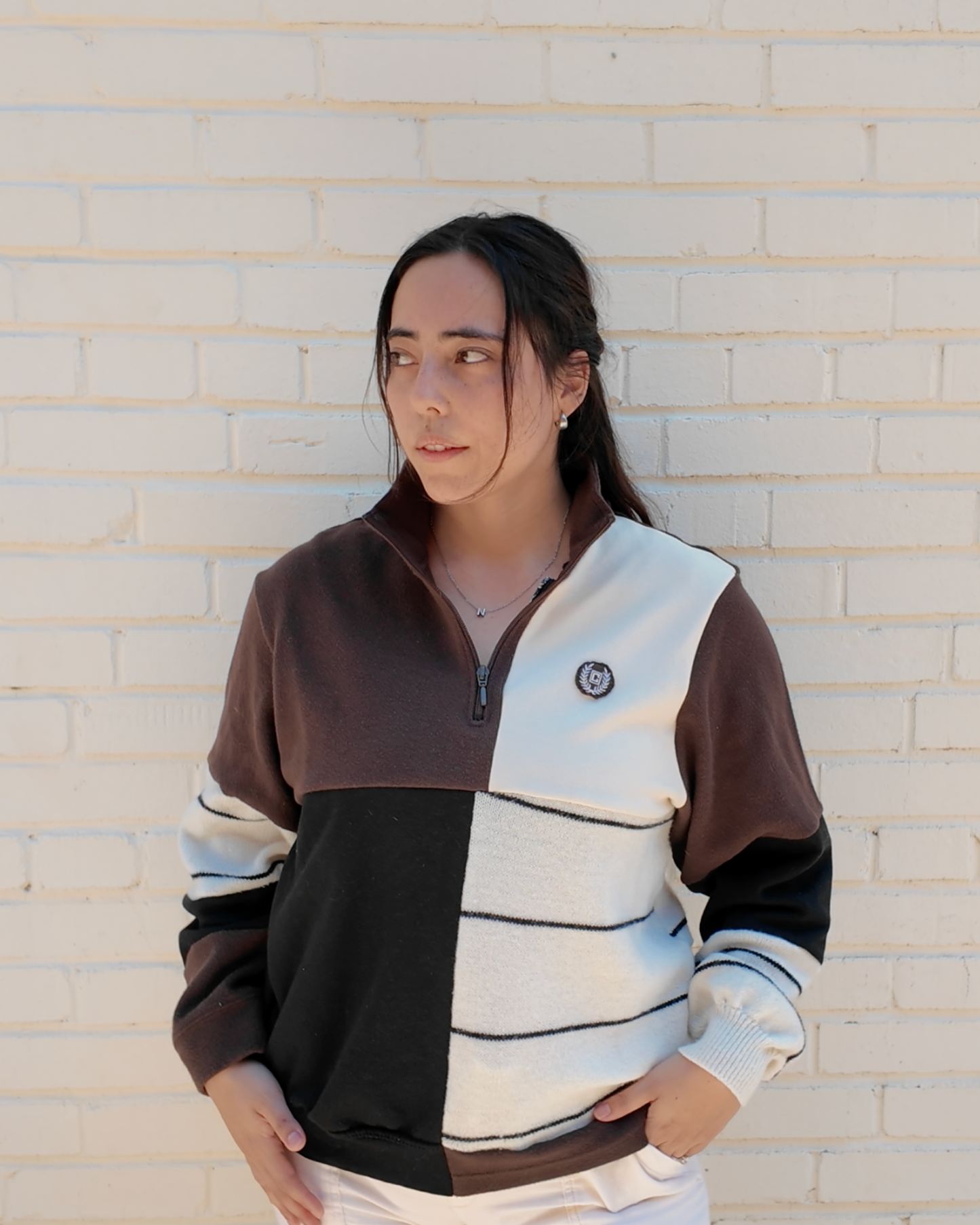 Dark & Moody 3/4 Zip - Handmade from upcycled fabrics with dark tones