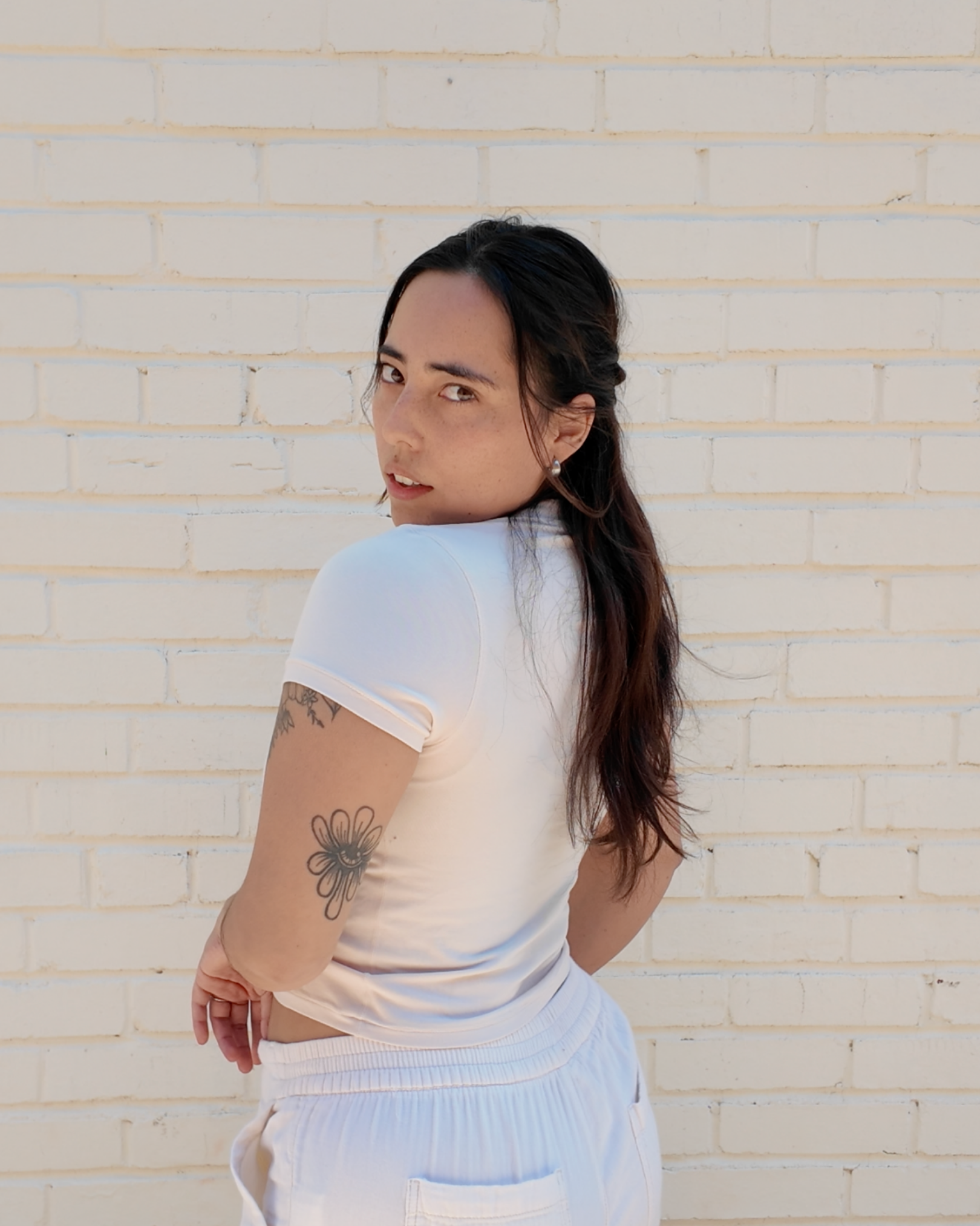 Floral Cropped Tee - Handmade from upcycled fabrics with floral patches