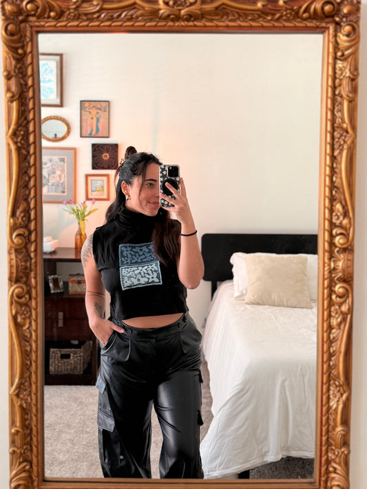 Black Turtleneck Tank (L) | Floral