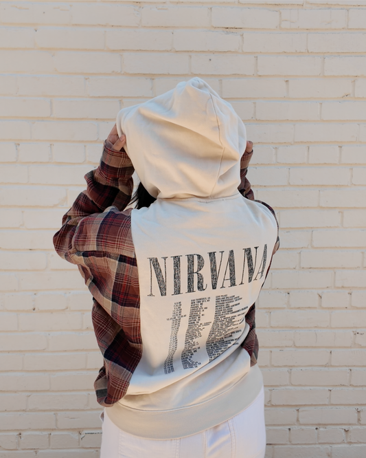 Nirvana Hoodie - Handmade from upcycled fabrics with Nirvana design
