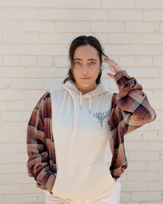 Nirvana Hoodie - Handmade from upcycled fabrics with Nirvana design