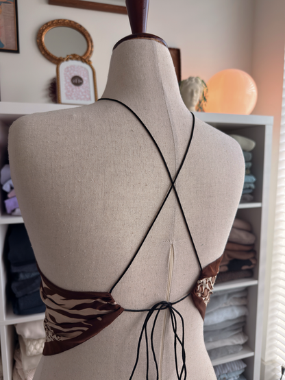 Animal Print Open Back Top