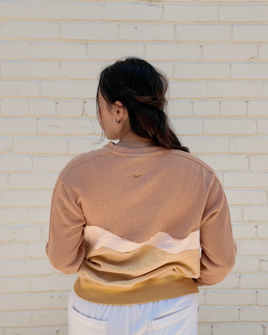 Sunset Wave Crewneck - Handmade from upcycled fabrics with sunset wave design