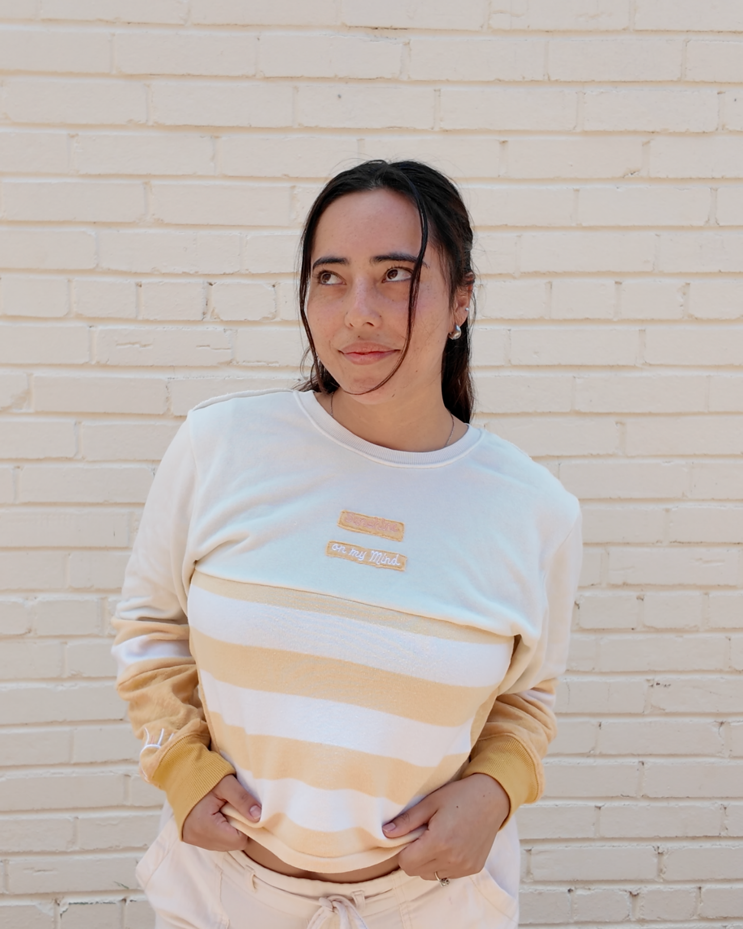 Sunshine Crewneck - Handmade from upcycled fabrics with sunshine design
