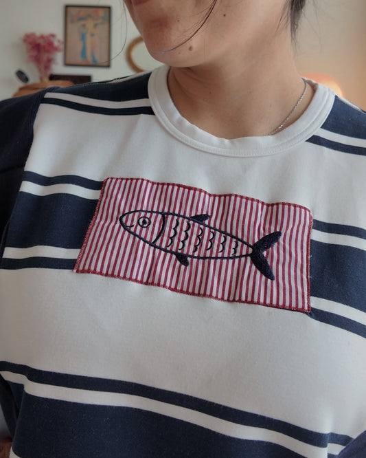 Fish Strippped Crewneck