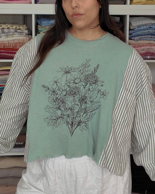 Green Floral Flannel Tee