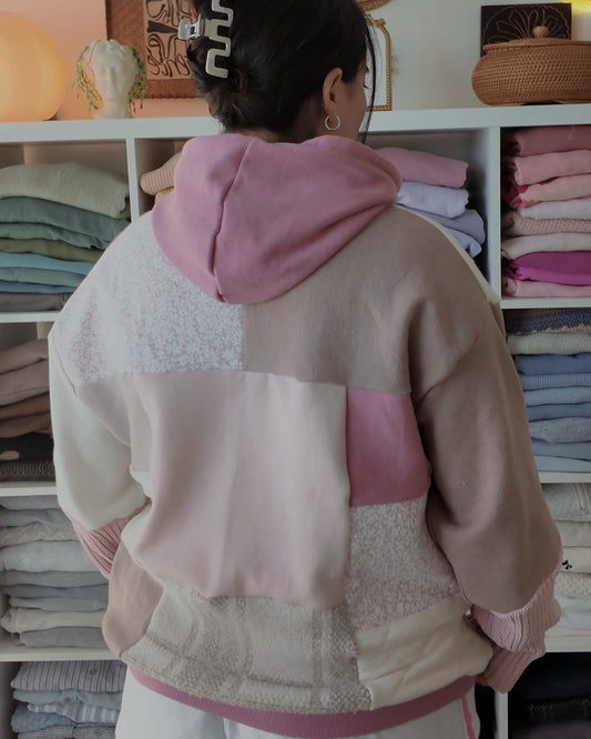 Pink Patchwork Hoodie