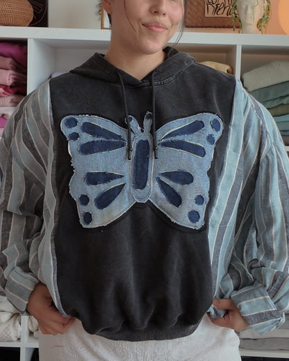 Denim Butterfly Flannel Sweatshirt