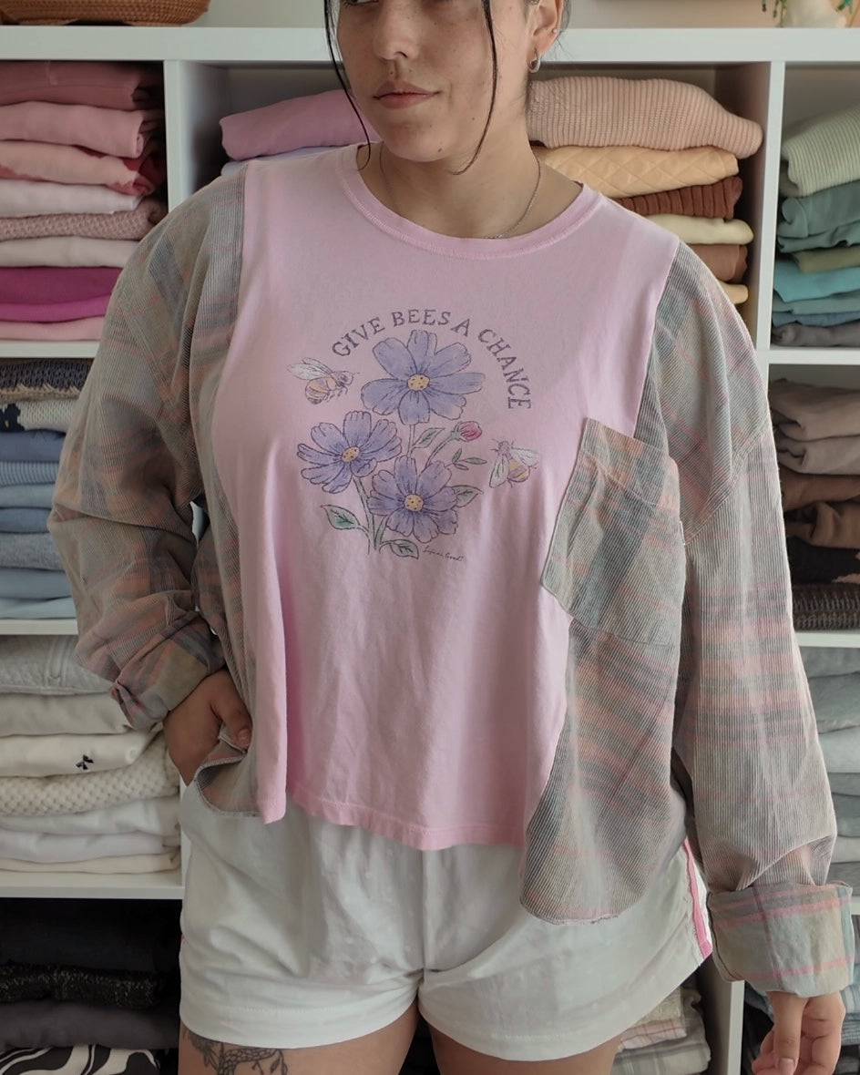 Floral Bees Flannel Tee